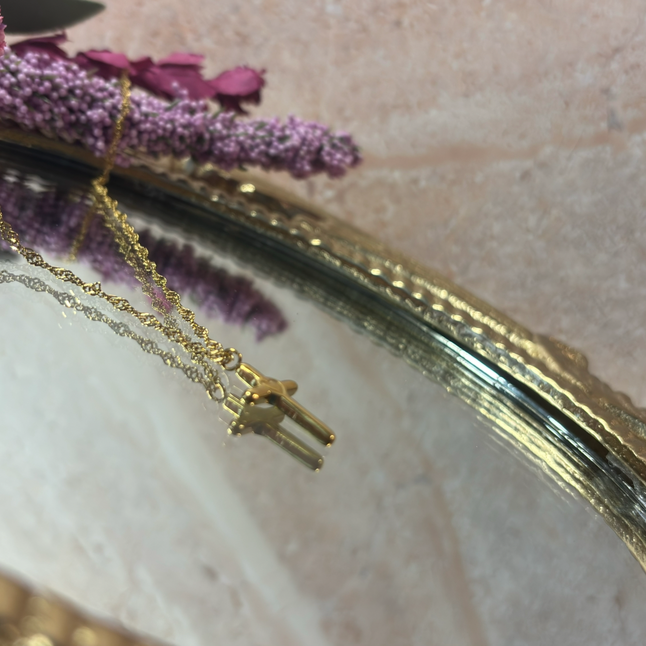 Golden Faith Cross Pendant Necklace - 18K Gold