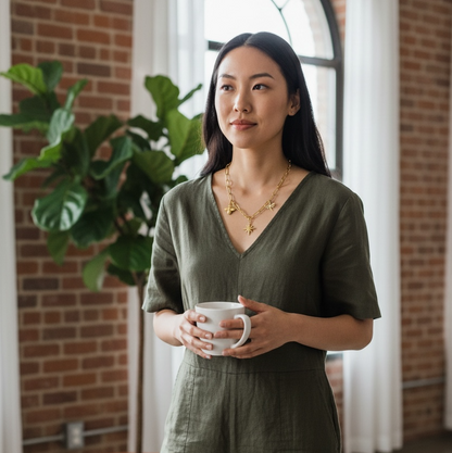 Golden Garden Charm Necklace – 18K PVD Bee, Dragonfly & Starburst Pendant