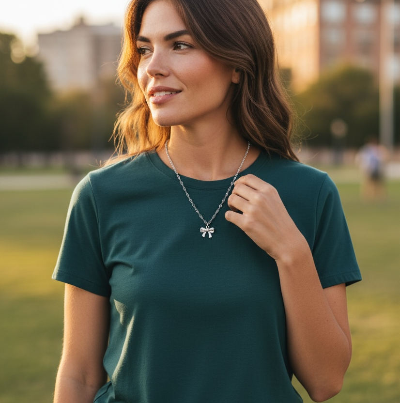 The Gracefully Tied -Silver Pendant Necklace
