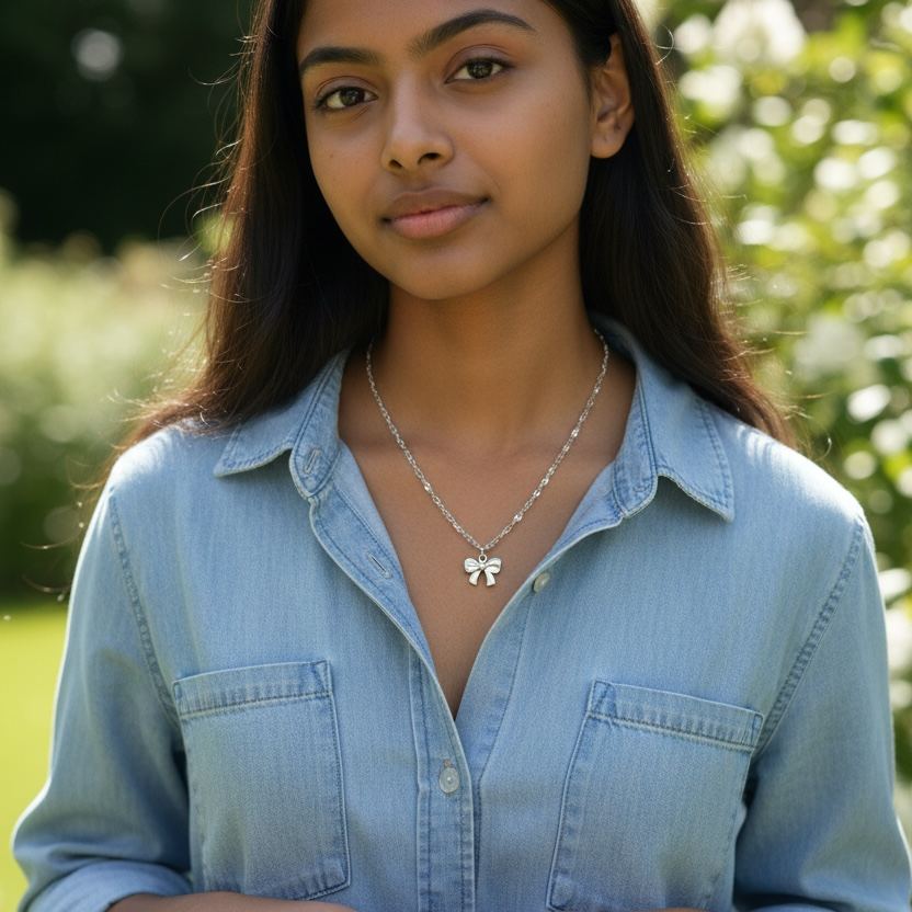 The Gracefully Tied -Silver Pendant Necklace