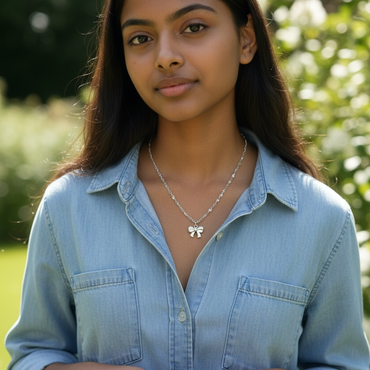 The Gracefully Tied -Silver Pendant Necklace