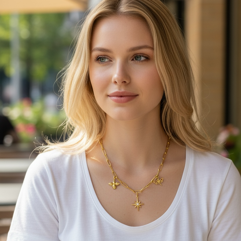 The Honeylight Necklace - 18K Gold Charm Necklace